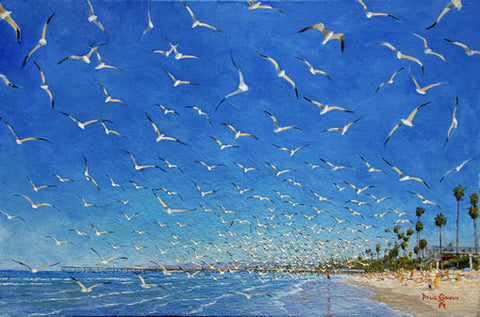 Gulls Interrupted: A Child Scatters Seagulls on the Beach