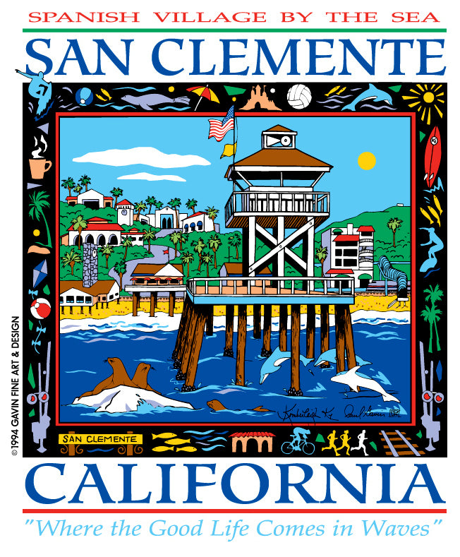 San Clemente "Spanish Village by the Sea" Sweatshirts GAVIN ARTS