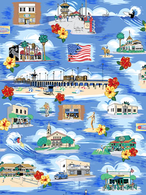 Huntington Beach Surf City Hawaiian™ Fabric