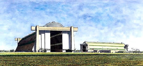 MCAS Tustin Blimp Hangars LTA - ink & watercolor